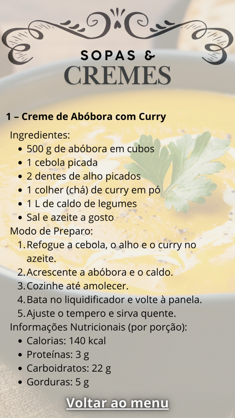 1 – Creme de Abóbora com Curry