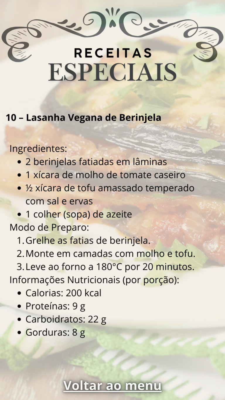 10 – Lasanha Vegana de Berinjela