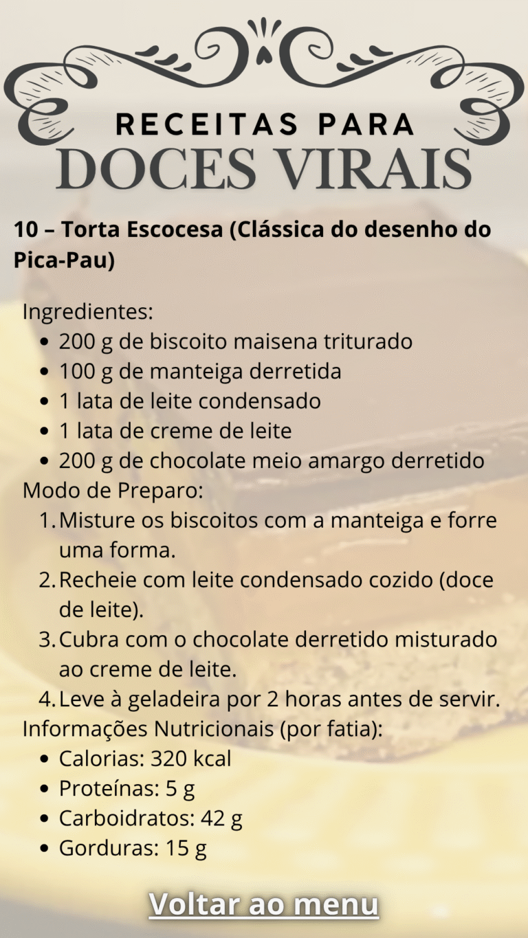 10 – Torta Escocesa (Clássica do desenho do Pica-Pau)