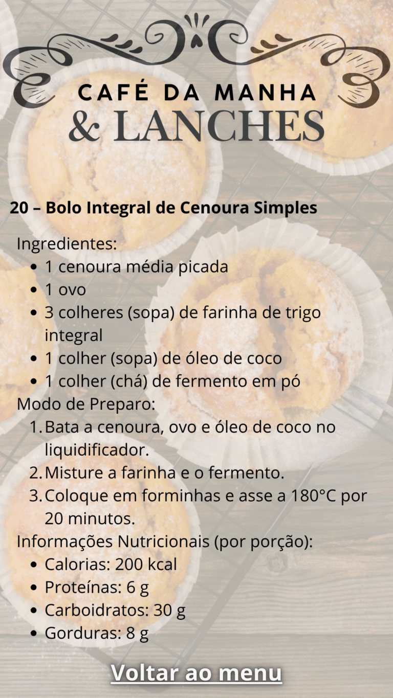 20 – Bolo Integral de Cenoura Simples