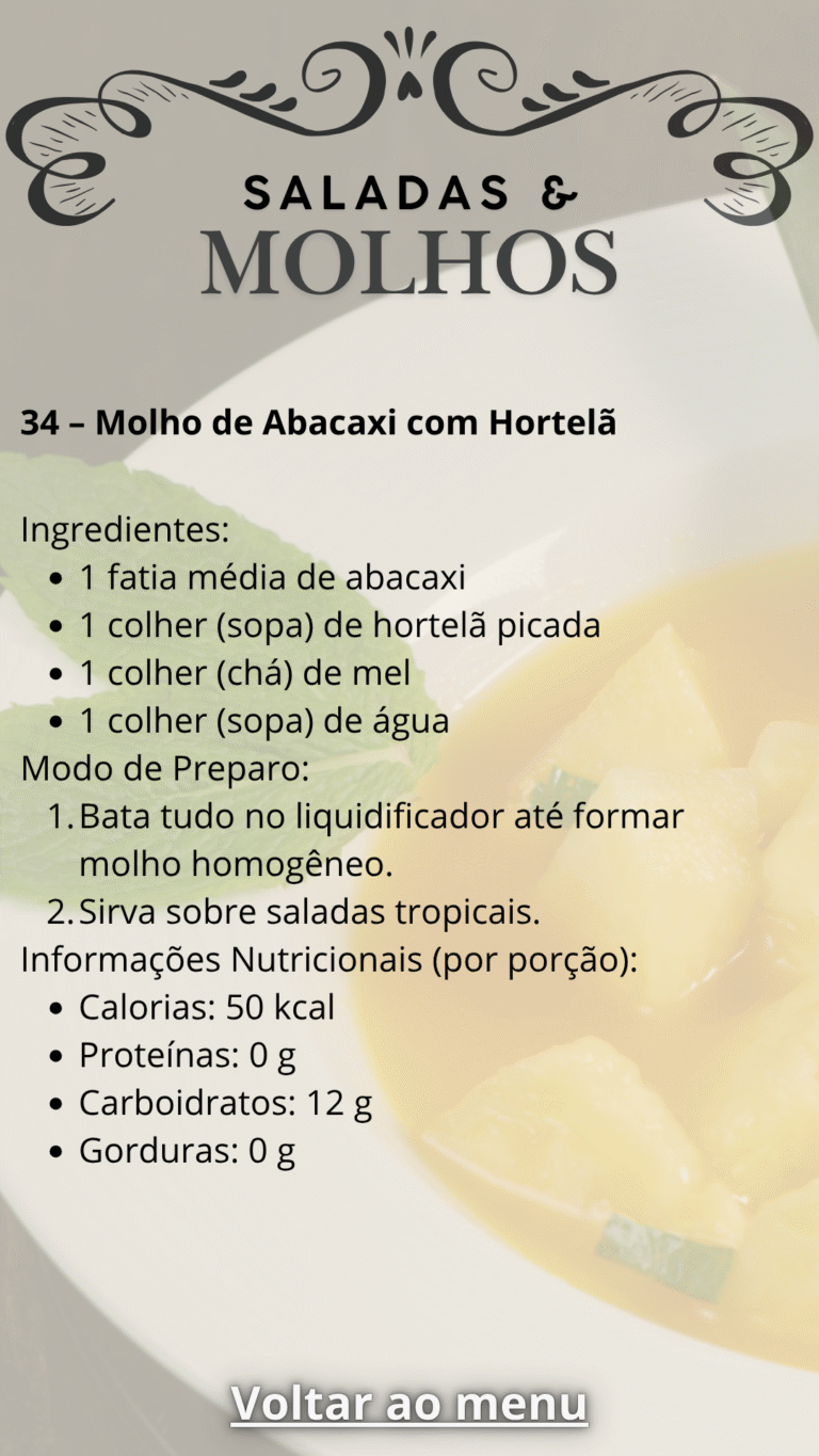 34 – Molho de Abacaxi com Hortelã
