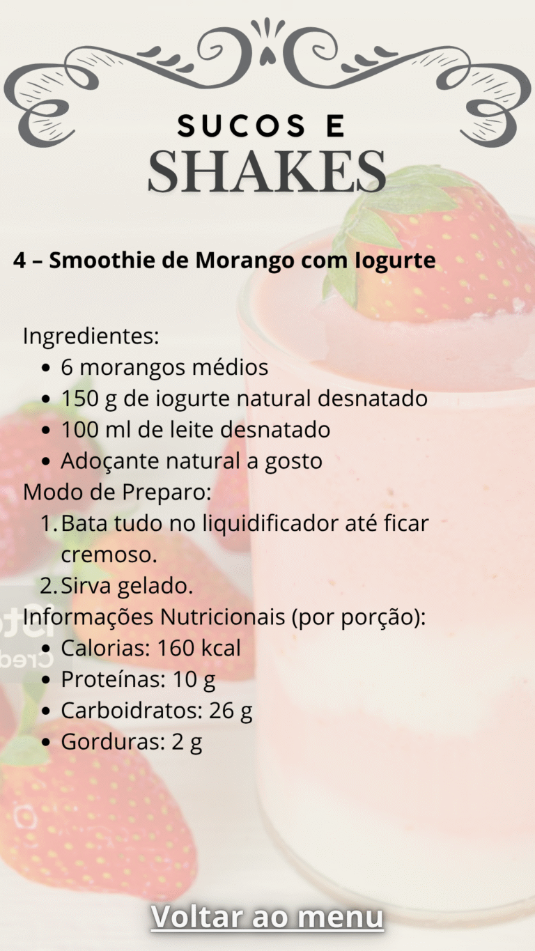 4 – Smoothie de Morango com Iogurte