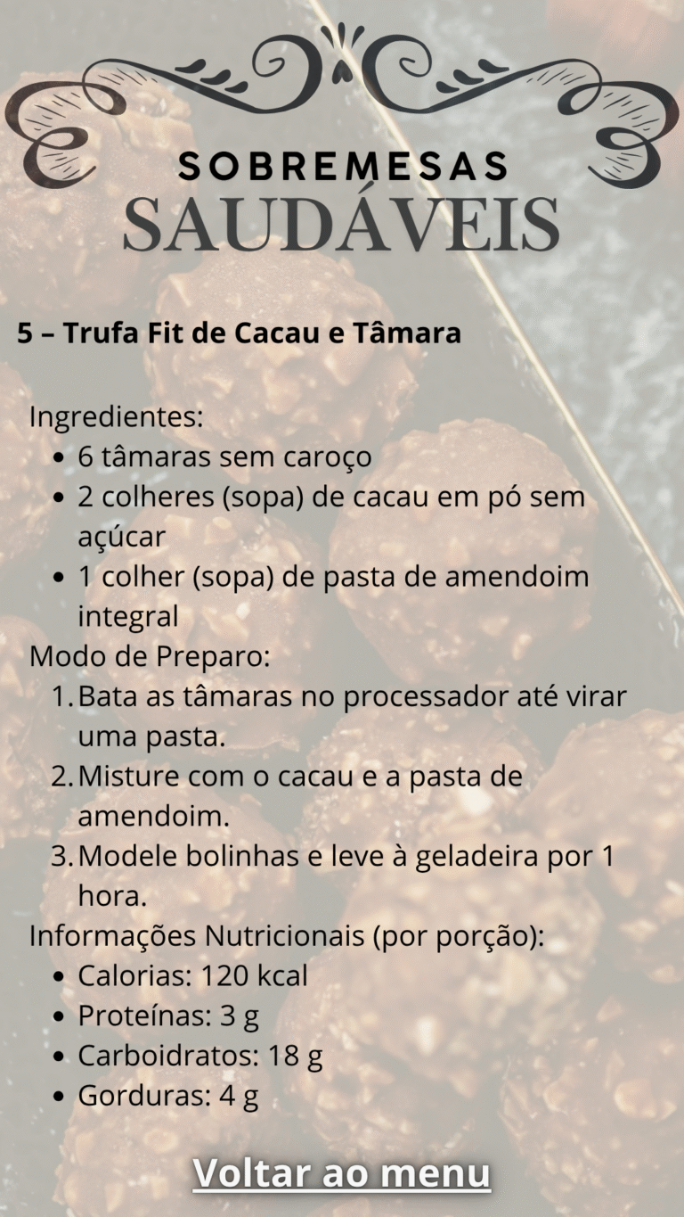 5 – Trufa Fit de Cacau e Tâmara