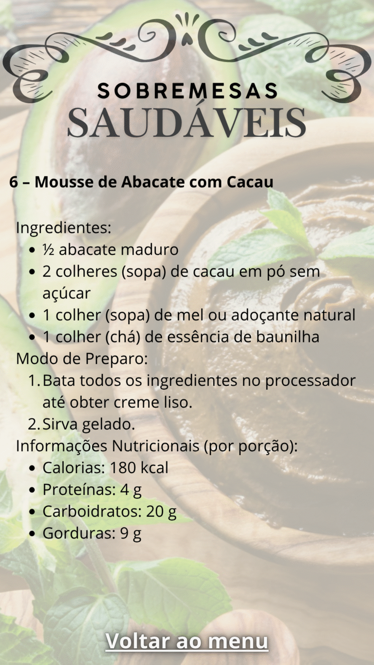 6 – Mousse de Abacate com Cacau